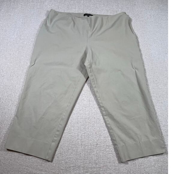 Lafayette 148 Women’s Size 16 Khaki Cropped Pants Stretch Cotton Dress Trousers - Picture 1 of 8